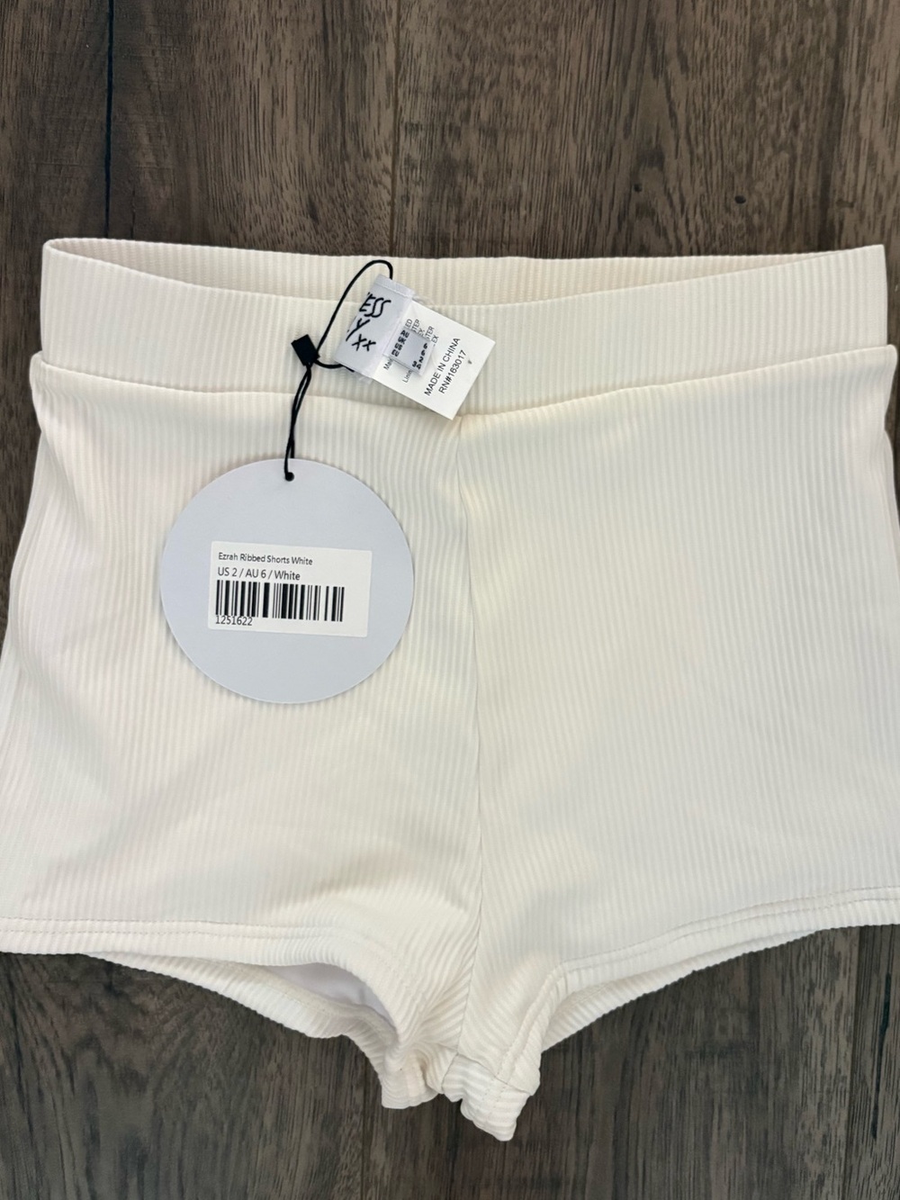 Princess Polly Ribbed High-Waist Bike Shorts — Cream